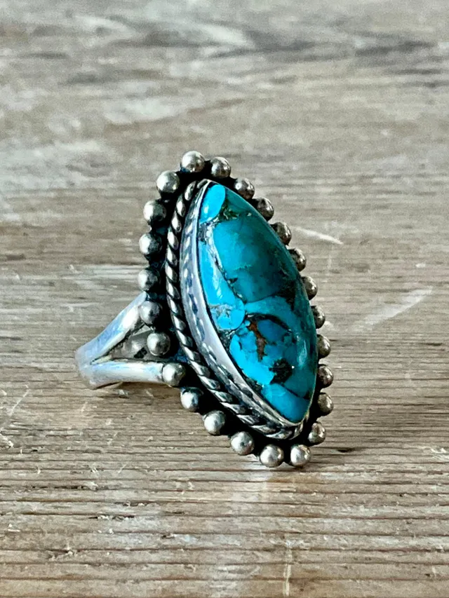 Vintage Boho Native American Style Turquoise Ring — additional photo 7
