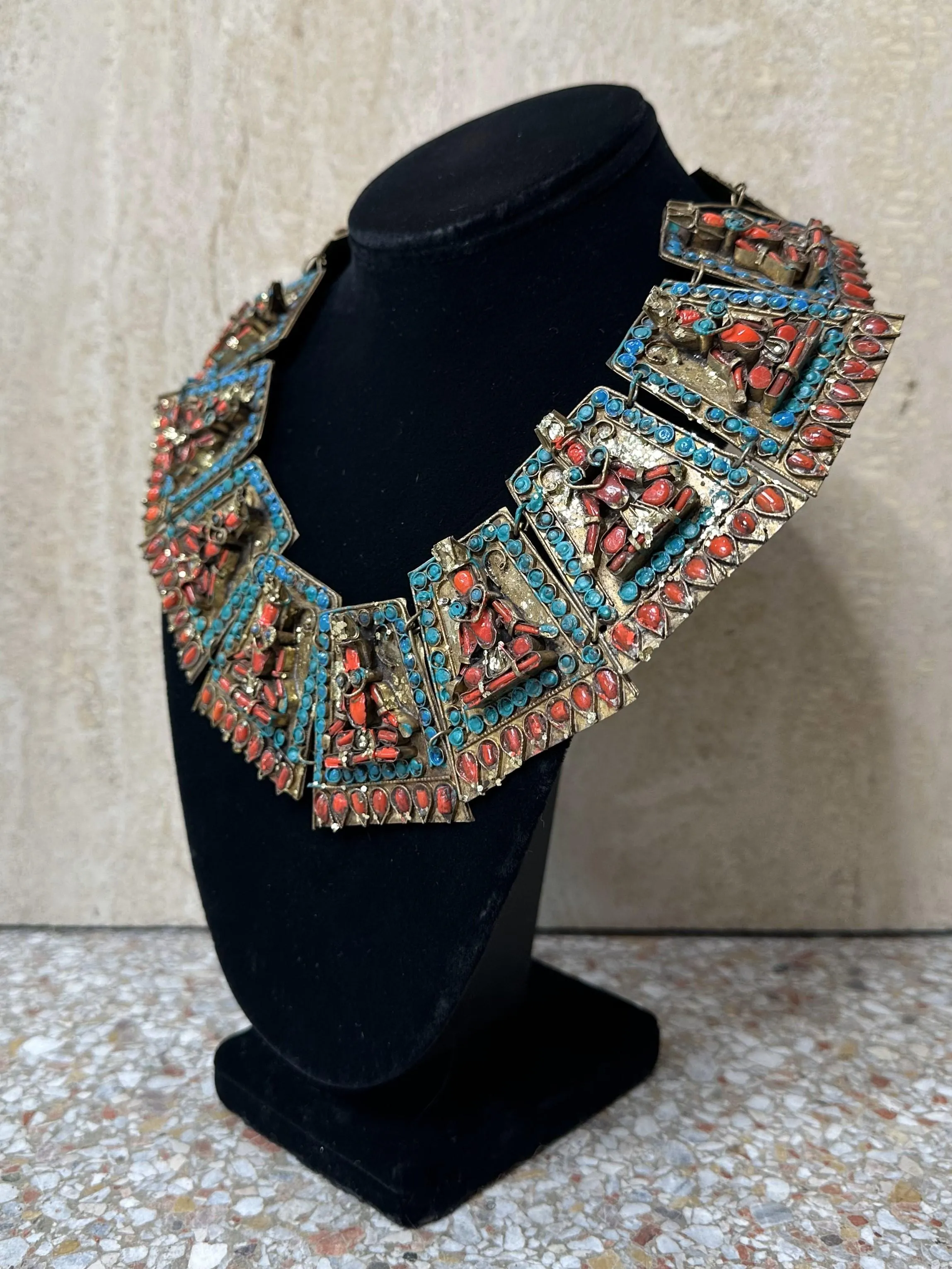 Vintage Turquoise Bib with Coral — additional photo 4