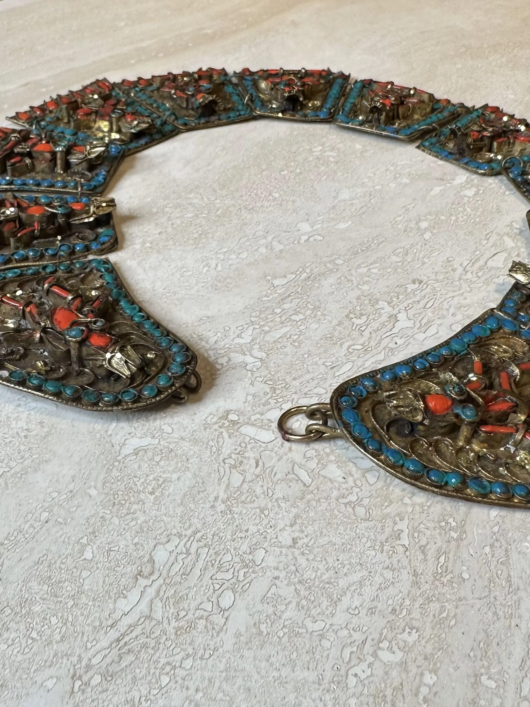 Vintage Turquoise Bib with Coral — additional photo 5