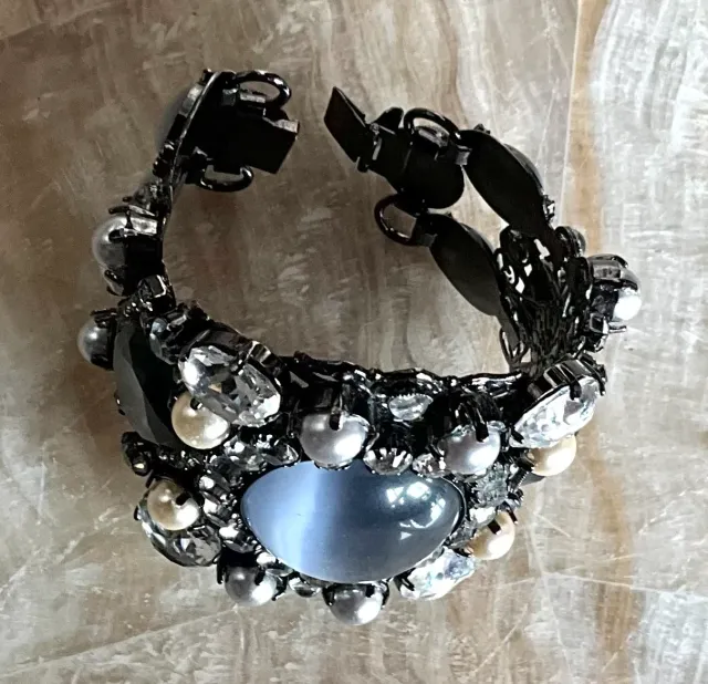 Vintage Erickson Beamon Smokey Gemstone Bracelet Cuff — additional photo 3
