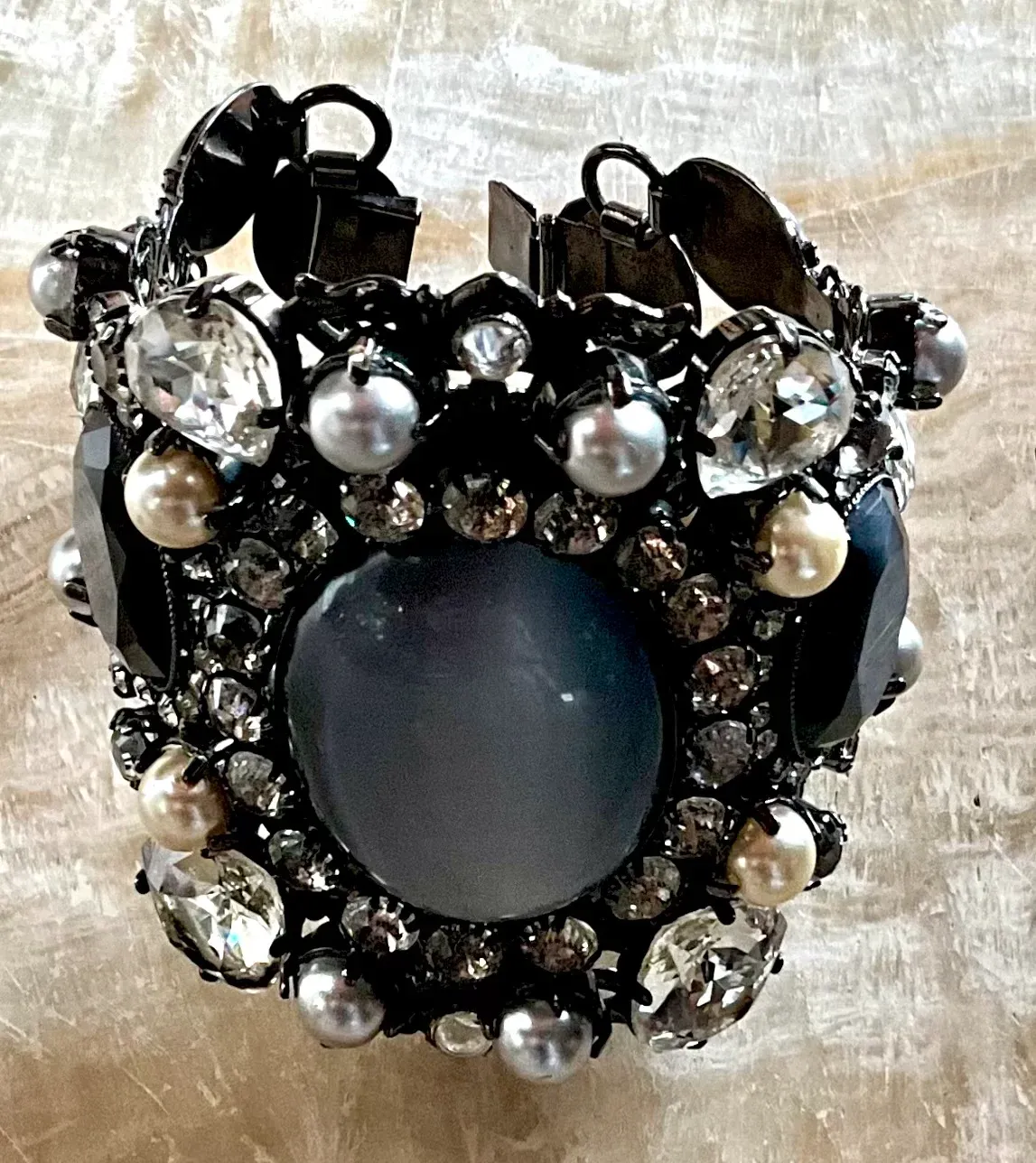 Vintage Erickson Beamon Smokey Gemstone Bracelet Cuff — additional photo 2
