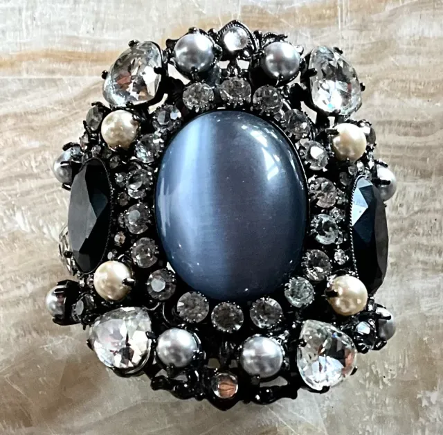 Vintage Erickson Beamon Smokey Gemstone Bracelet Cuff — additional photo 1