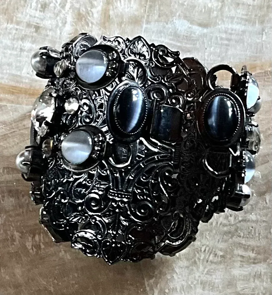 Vintage Erickson Beamon Smokey Gemstone Bracelet Cuff — additional photo 6