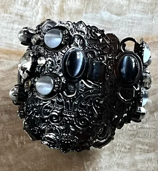Vintage Erickson Beamon Smokey Gemstone Bracelet Cuff — additional photo 6