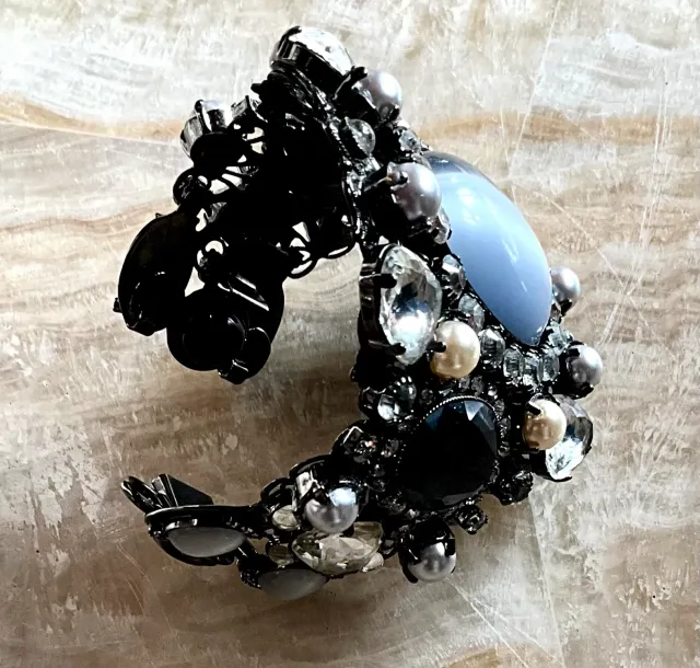 Vintage Erickson Beamon Smokey Gemstone Bracelet Cuff — additional photo 5