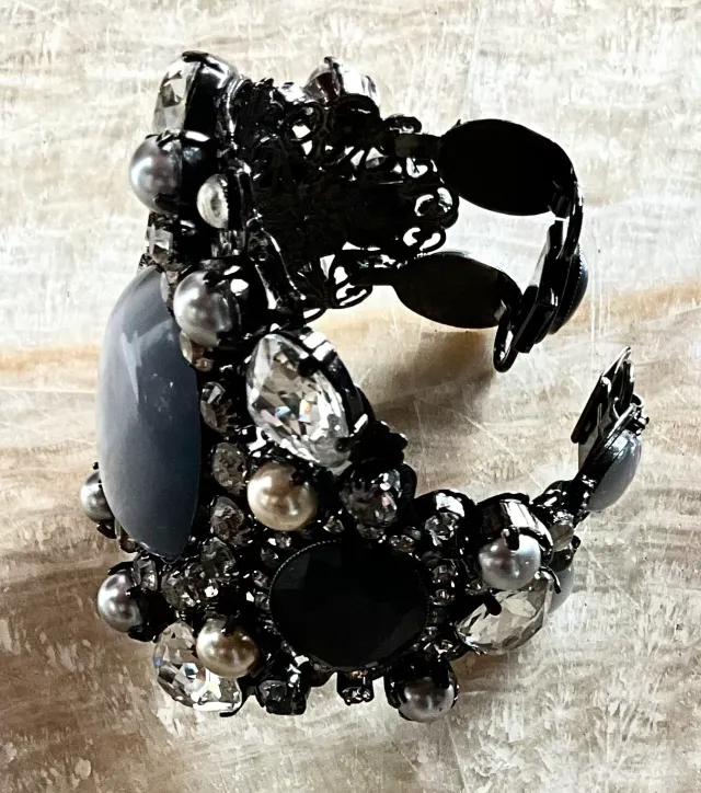 Vintage Erickson Beamon Smokey Gemstone Bracelet Cuff — additional photo 4