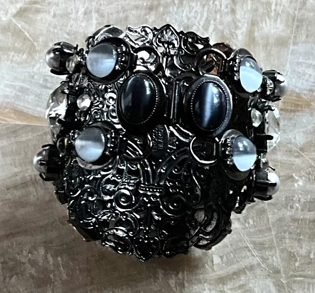 Vintage Erickson Beamon Smokey Gemstone Bracelet Cuff — additional photo 7