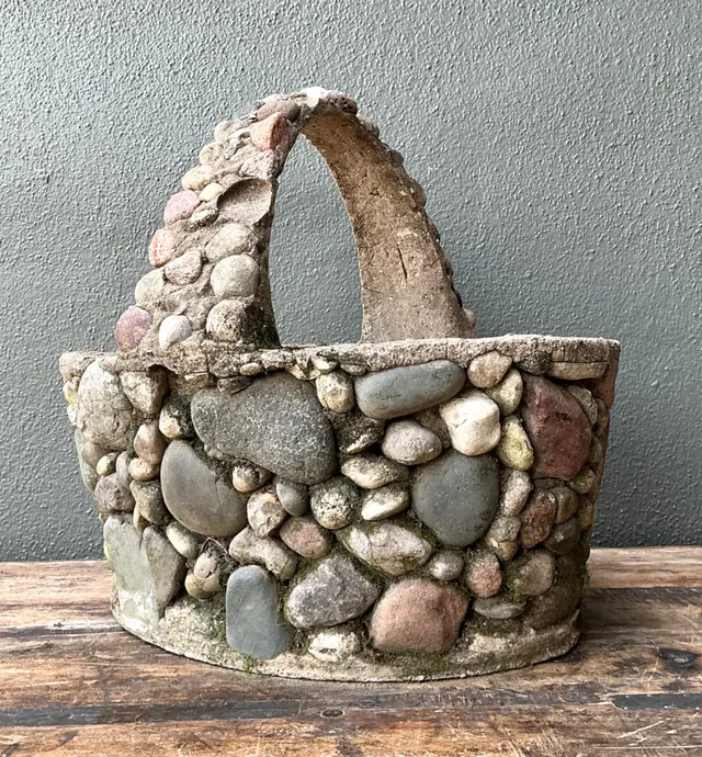 Vintage Rock Garden Basket Planter — additional photo 2