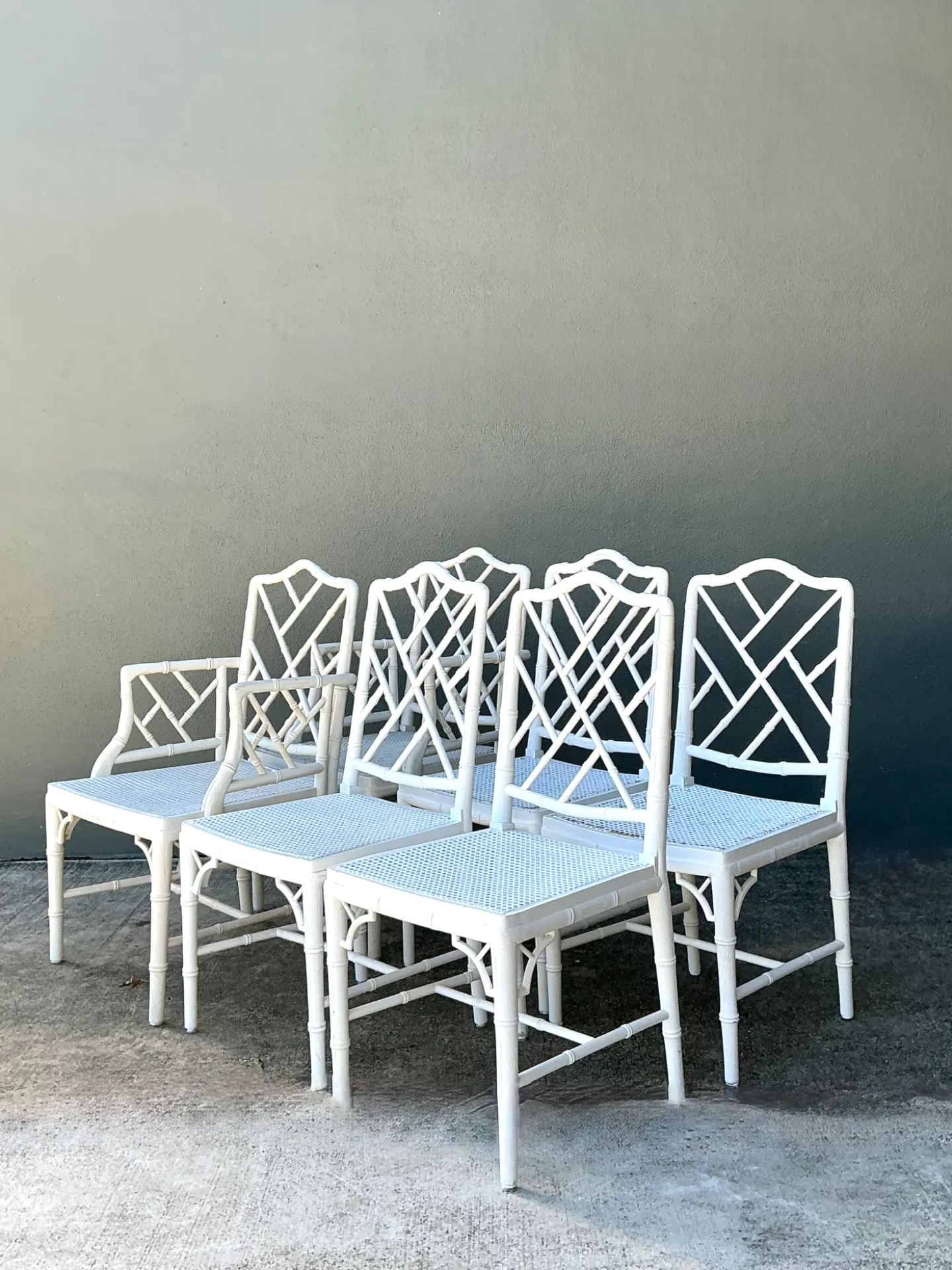 Vintage Chinese Chippendale Cane Dining Chairs - Set Of 6 — additional photo 6