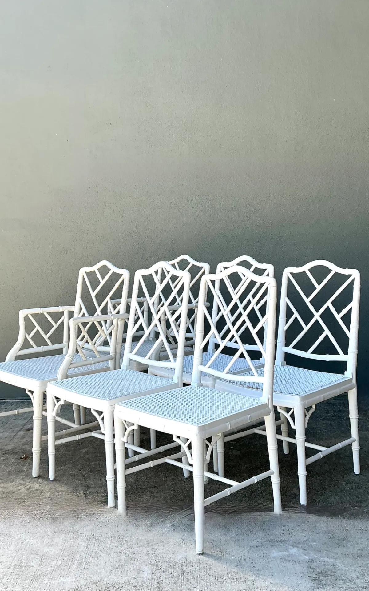 Vintage Chinese Chippendale Cane Dining Chairs - Set Of 6 — additional photo 6