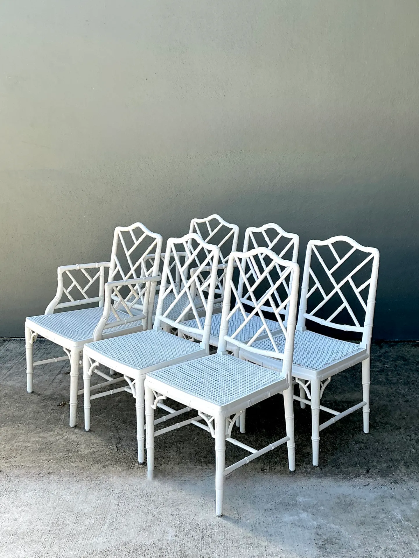 Vintage Chinese Chippendale Cane Dining Chairs - Set Of 6 — additional photo 2
