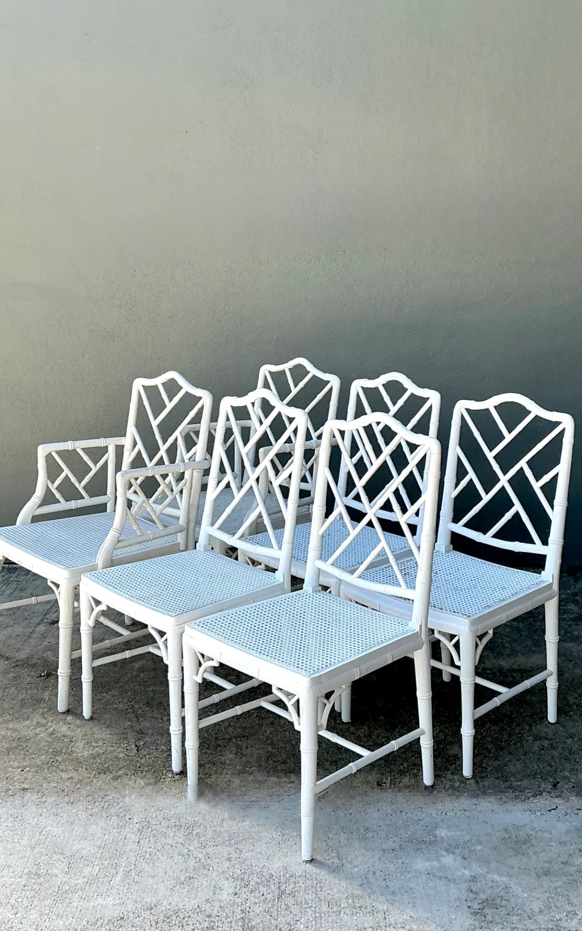 Vintage Chinese Chippendale Cane Dining Chairs - Set Of 6 — additional photo 2