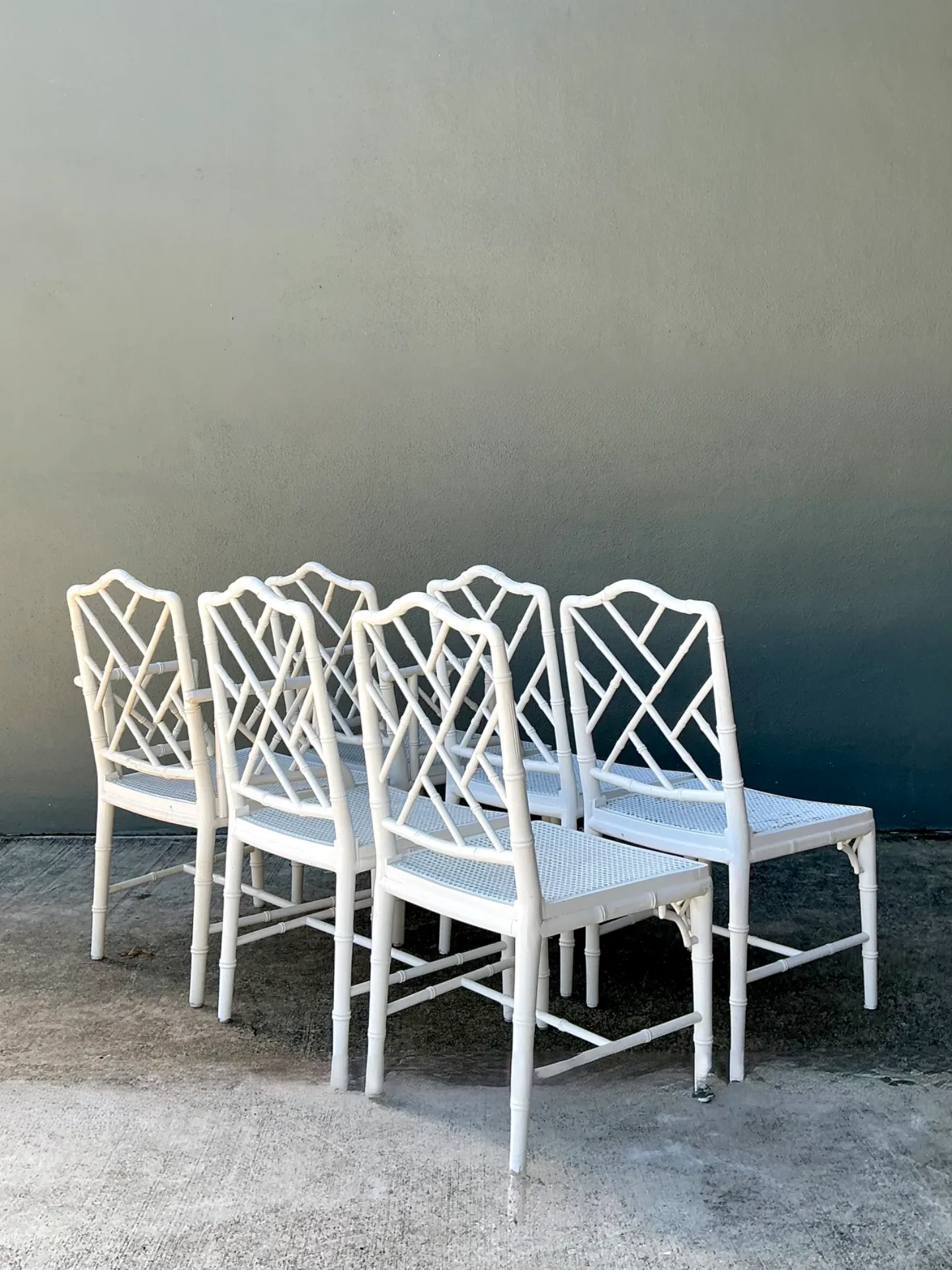 Vintage Chinese Chippendale Cane Dining Chairs - Set Of 6 — additional photo 4