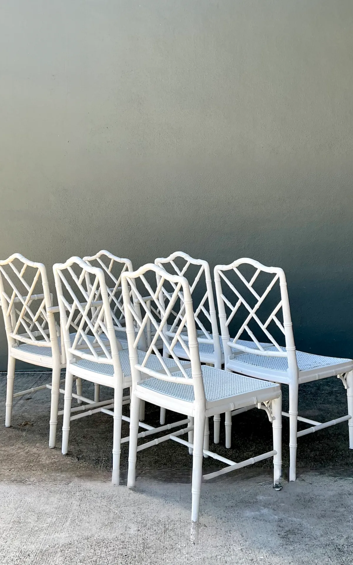 Vintage Chinese Chippendale Cane Dining Chairs - Set Of 6 — additional photo 4