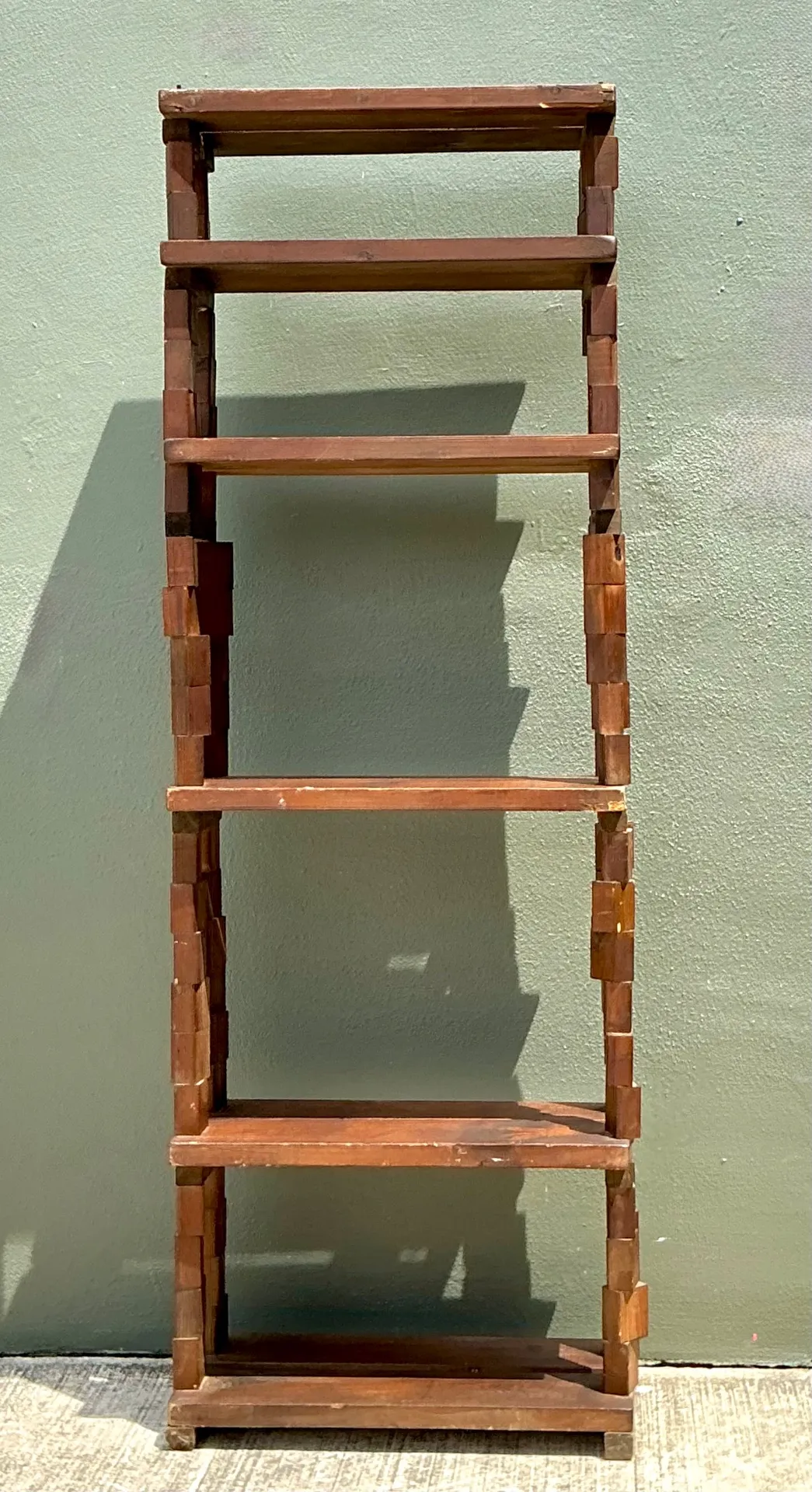 Vintage Brutalist Stacked Wood Etagere