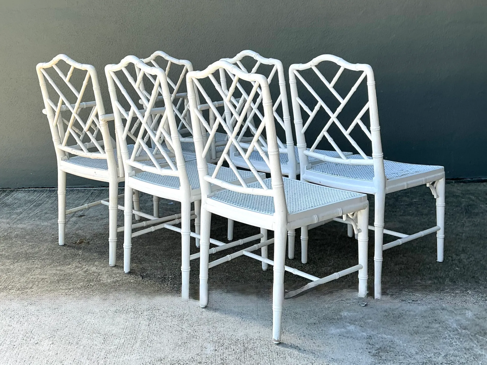 Vintage Chinese Chippendale Cane Dining Chairs - Set Of 6 — additional photo 7