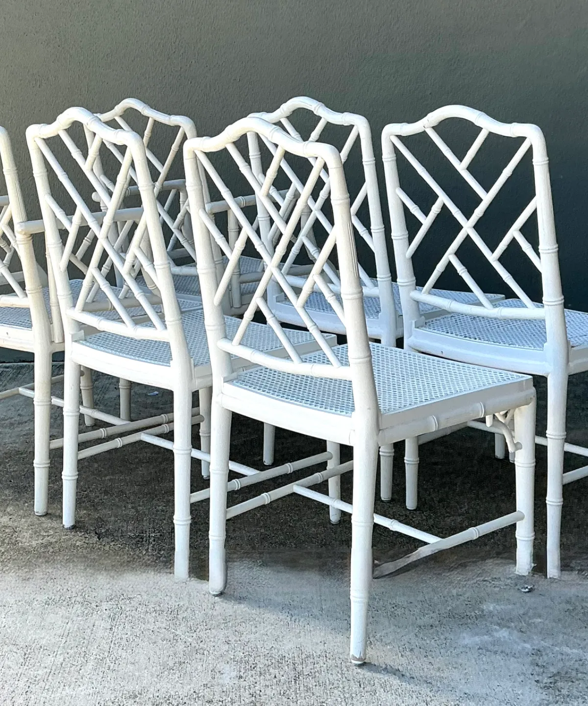 Vintage Chinese Chippendale Cane Dining Chairs - Set Of 6 — additional photo 7