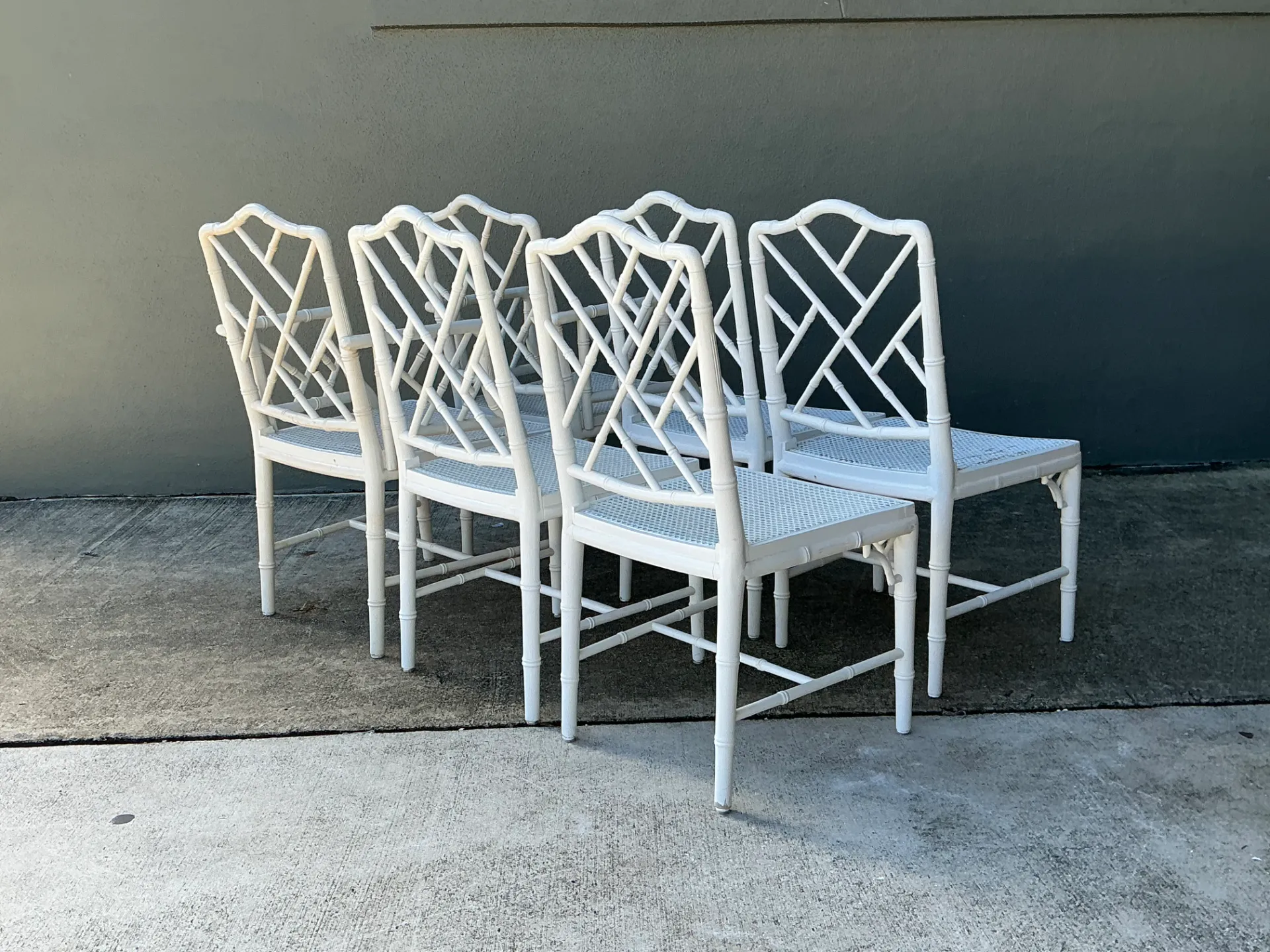 Vintage Chinese Chippendale Cane Dining Chairs - Set Of 6 — additional photo 5