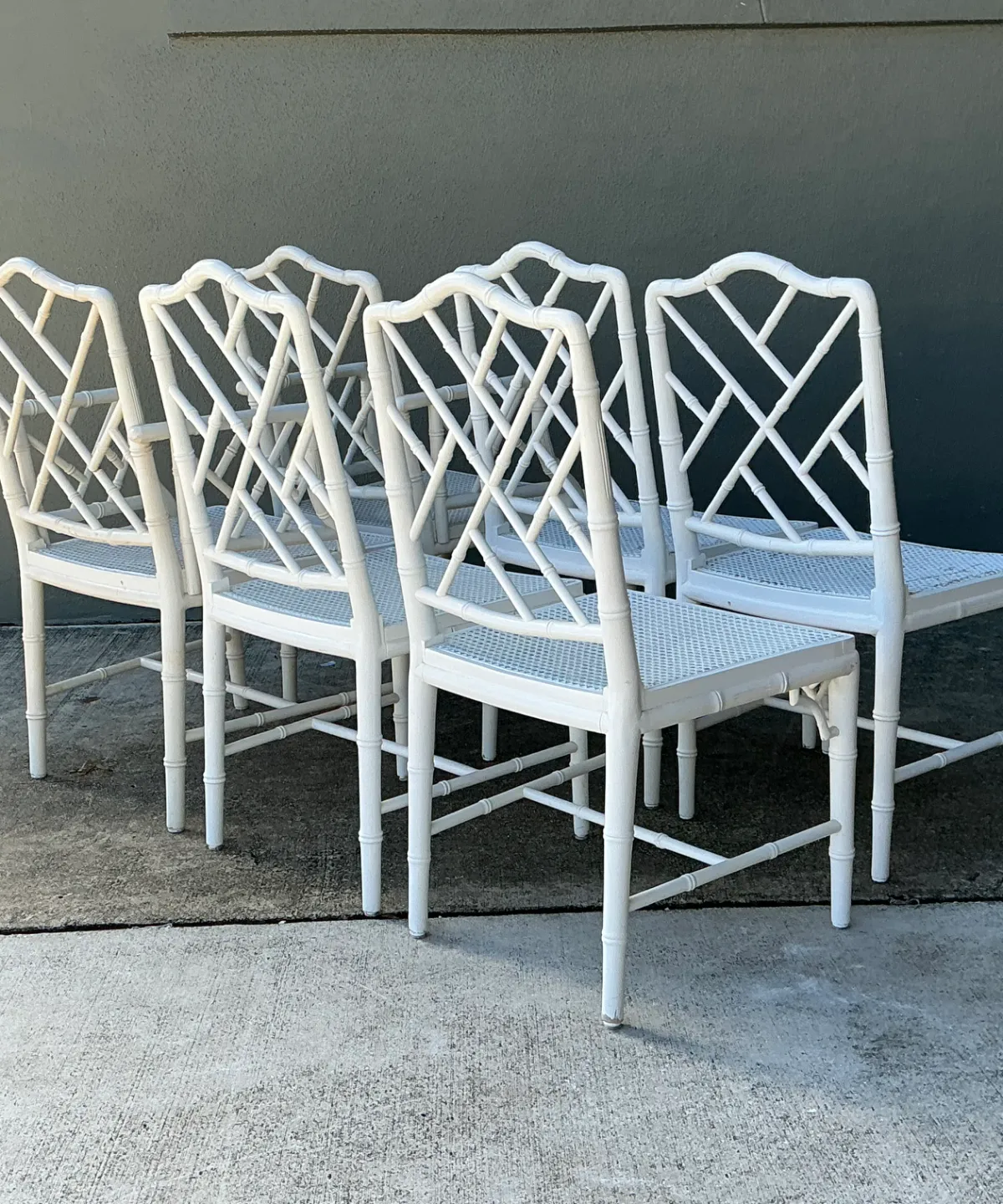 Vintage Chinese Chippendale Cane Dining Chairs - Set Of 6 — additional photo 5