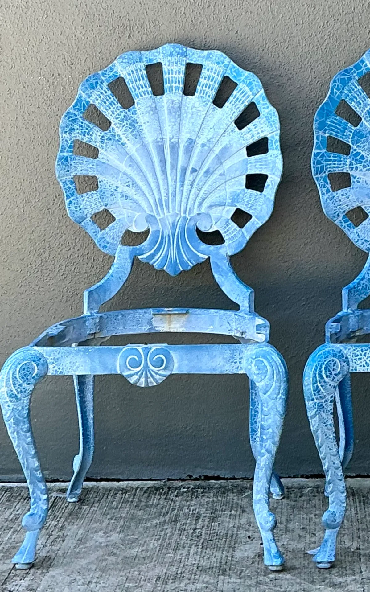 Vintage Blue Metal Shell Back Grotto Chairs - A Pair — additional photo 2