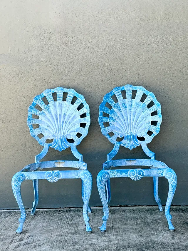 Vintage Blue Metal Shell Back Grotto Chairs - A Pair — additional photo 4