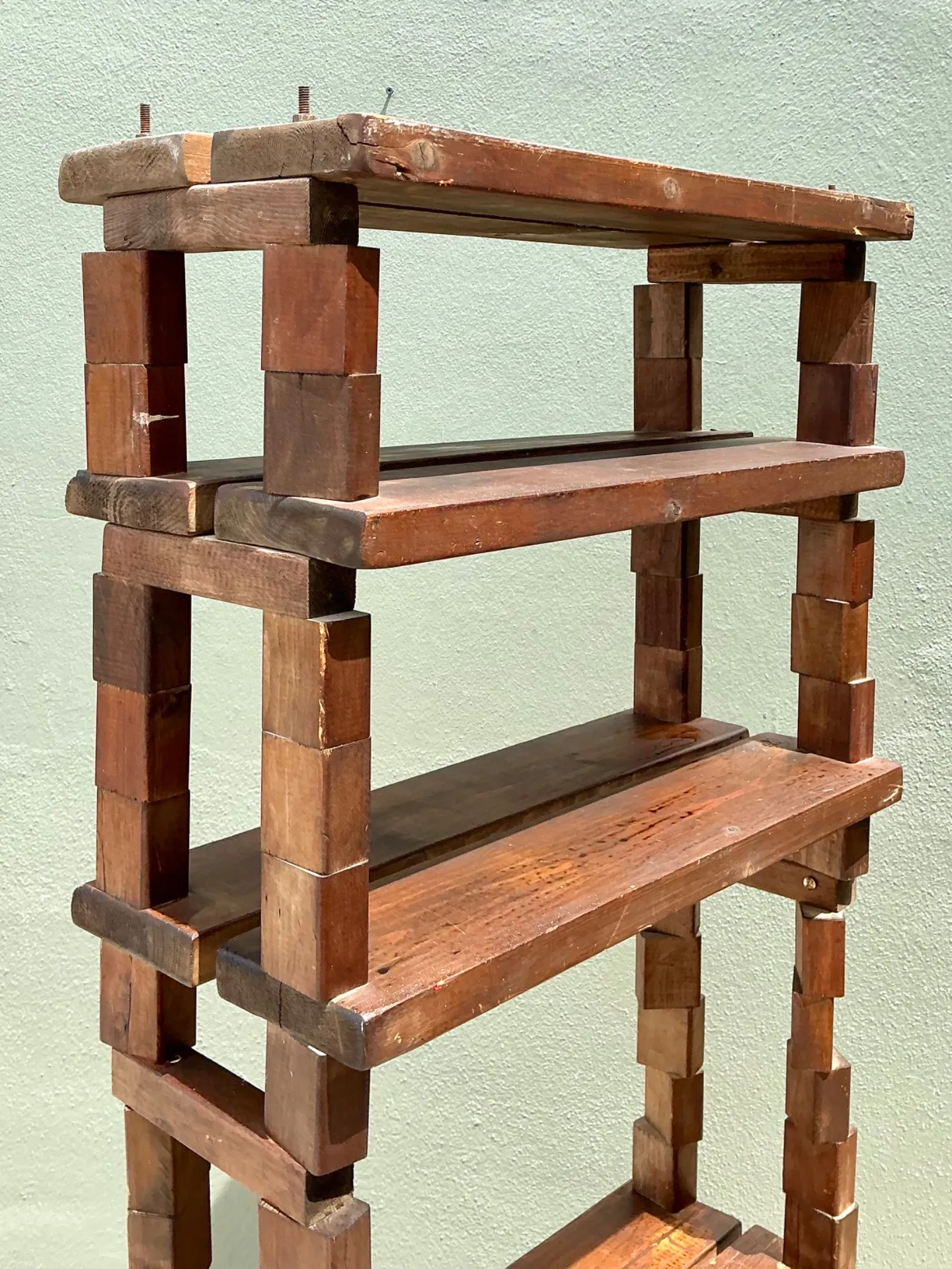 Vintage Brutalist Stacked Wood Etagere — additional photo 7