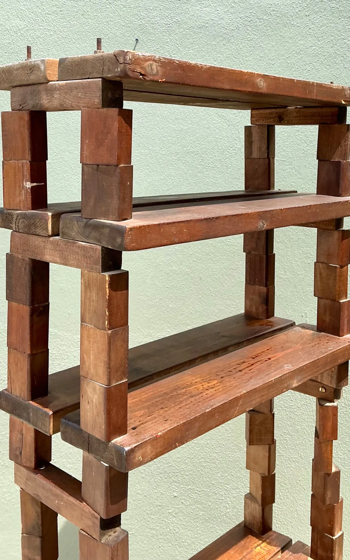 Vintage Brutalist Stacked Wood Etagere — additional photo 7