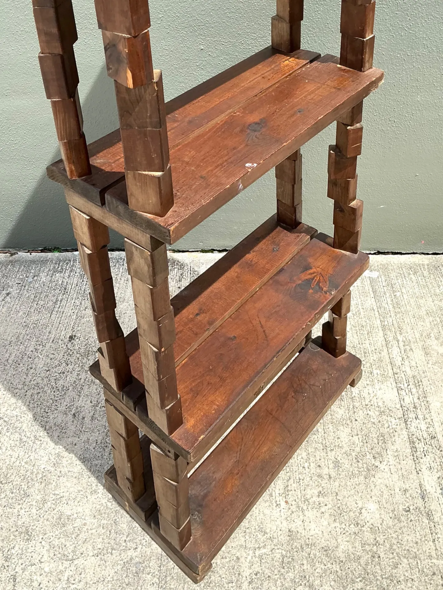 Vintage Brutalist Stacked Wood Etagere — additional photo 5