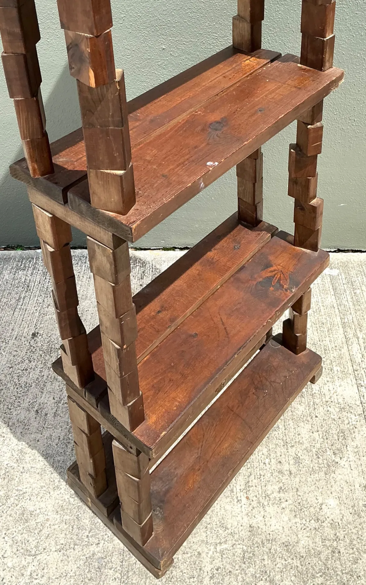 Vintage Brutalist Stacked Wood Etagere — additional photo 5