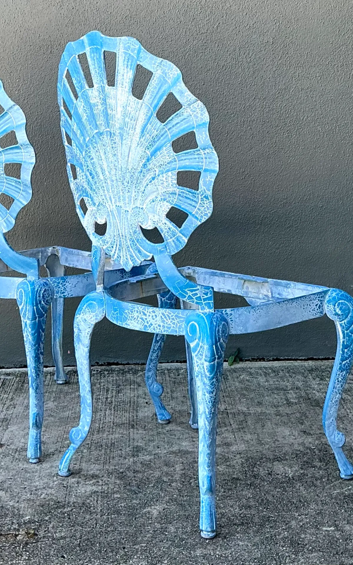 Vintage Blue Metal Shell Back Grotto Chairs - A Pair — additional photo 3