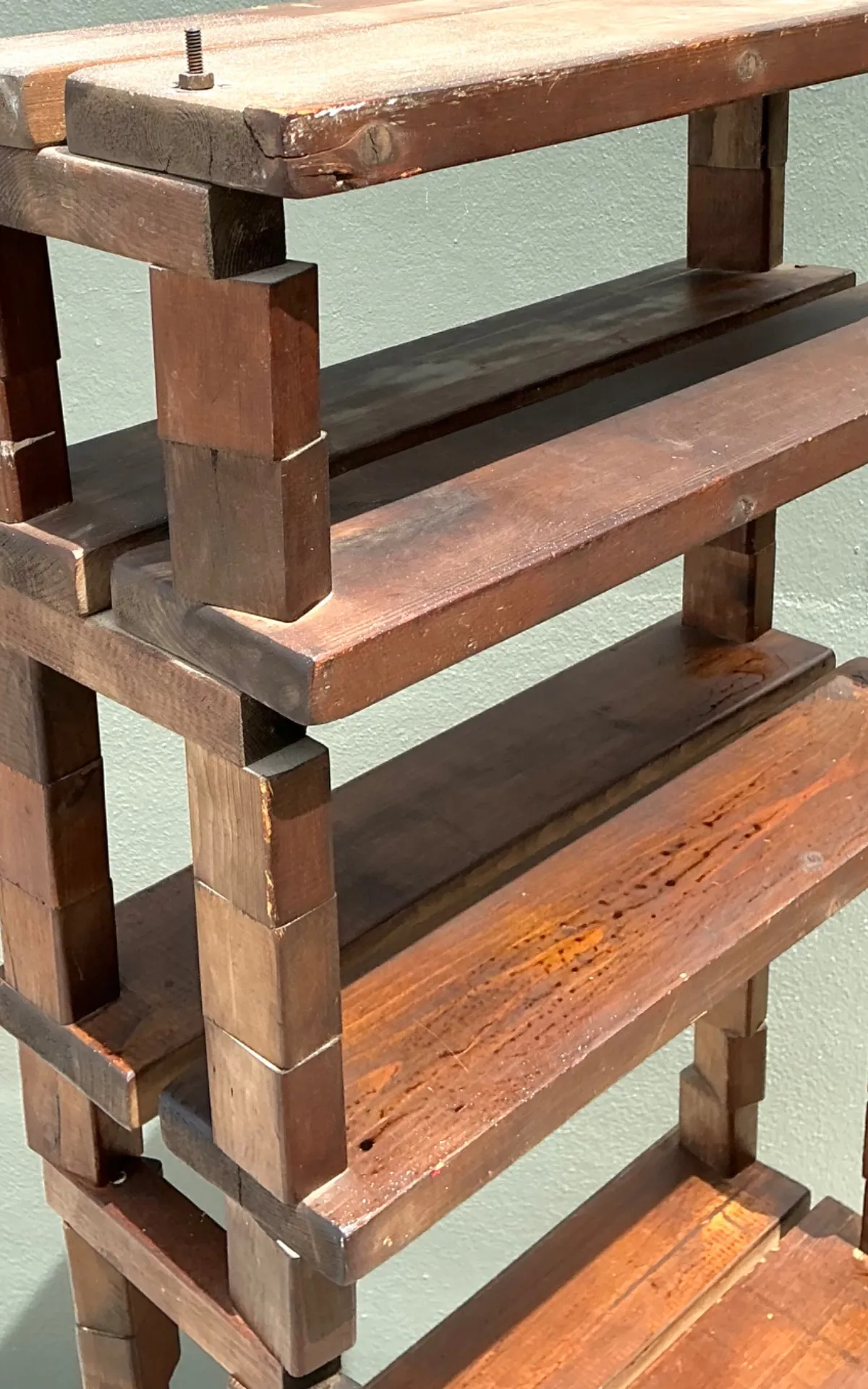 Vintage Brutalist Stacked Wood Etagere — additional photo 2