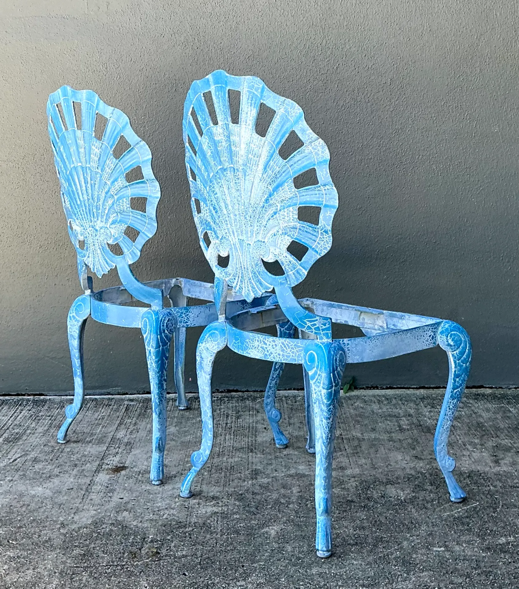 Vintage Blue Metal Shell Back Grotto Chairs - A Pair — additional photo 5