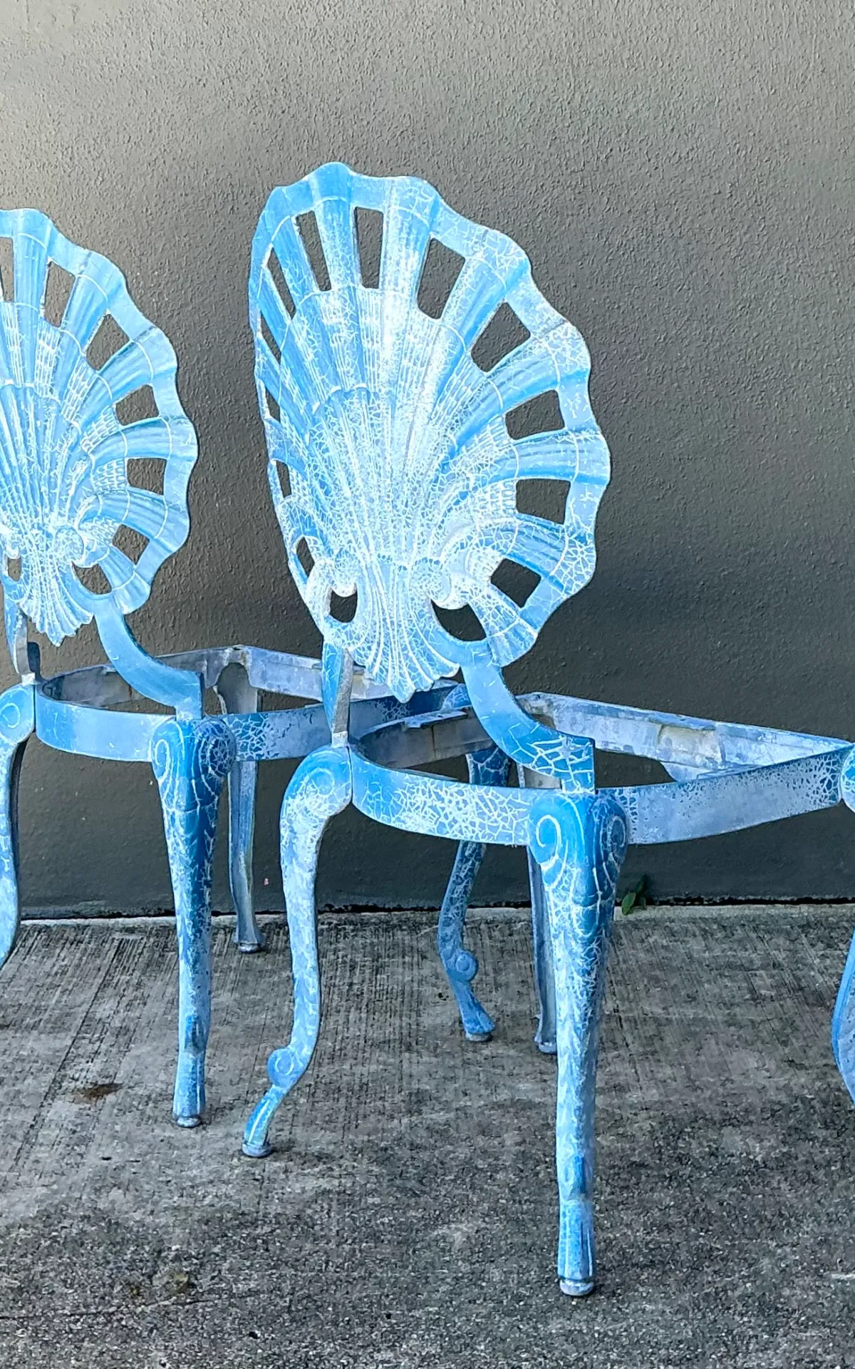 Vintage Blue Metal Shell Back Grotto Chairs - A Pair — additional photo 5