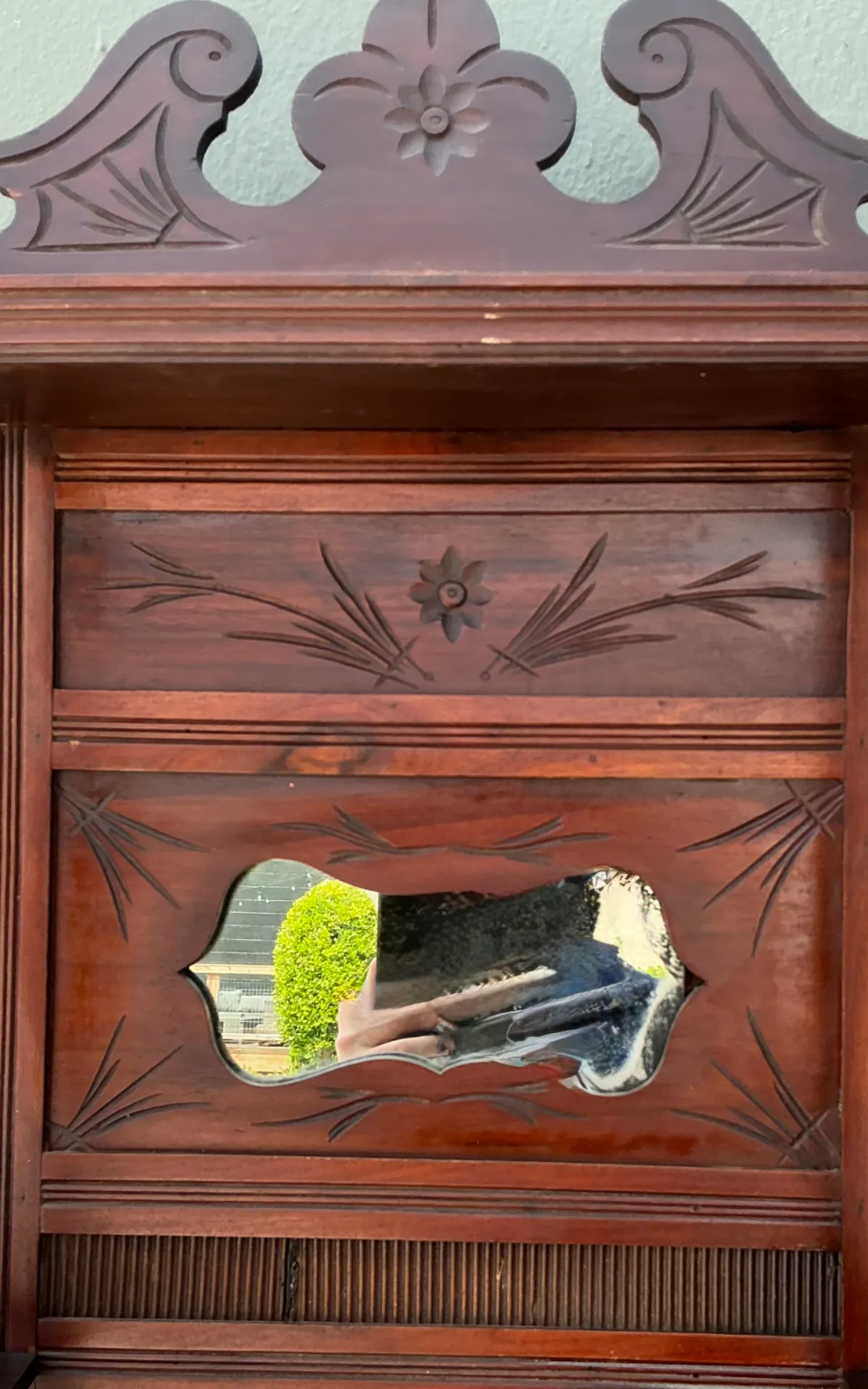 Vintage Eastlake Carved Wood Mantle Mirror — additional photo 5