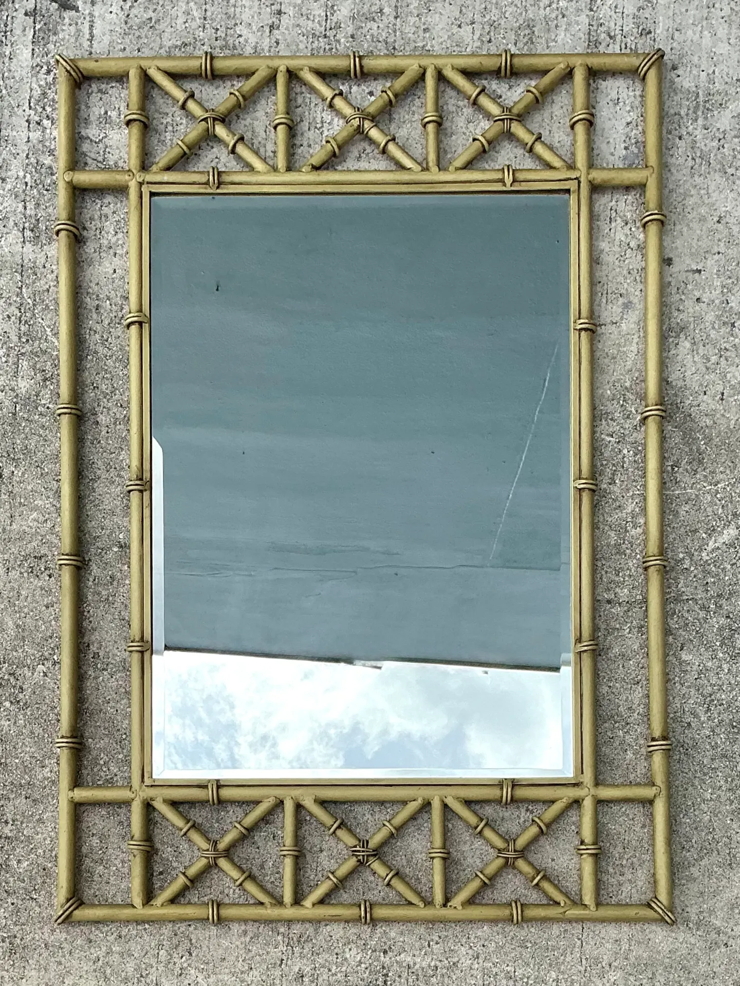 Vintage Faux Bamboo Rectangular Wall Mirror — additional photo 1