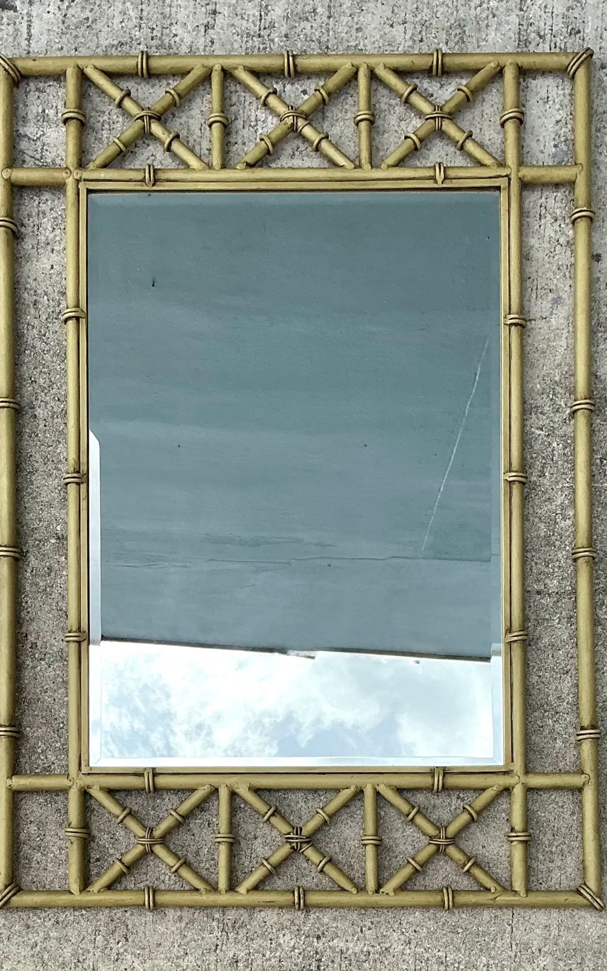 Vintage Faux Bamboo Rectangular Wall Mirror