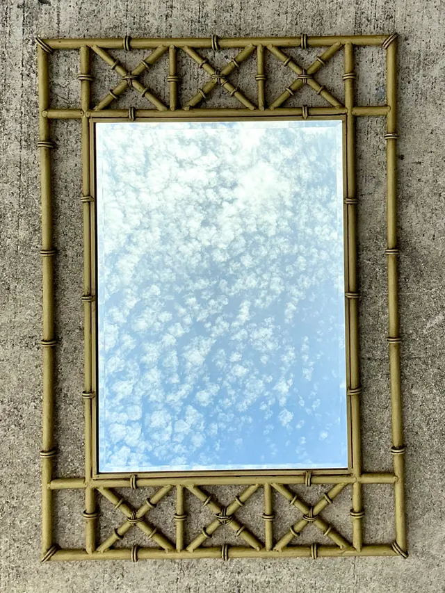 Vintage Faux Bamboo Rectangular Wall Mirror — additional photo 2