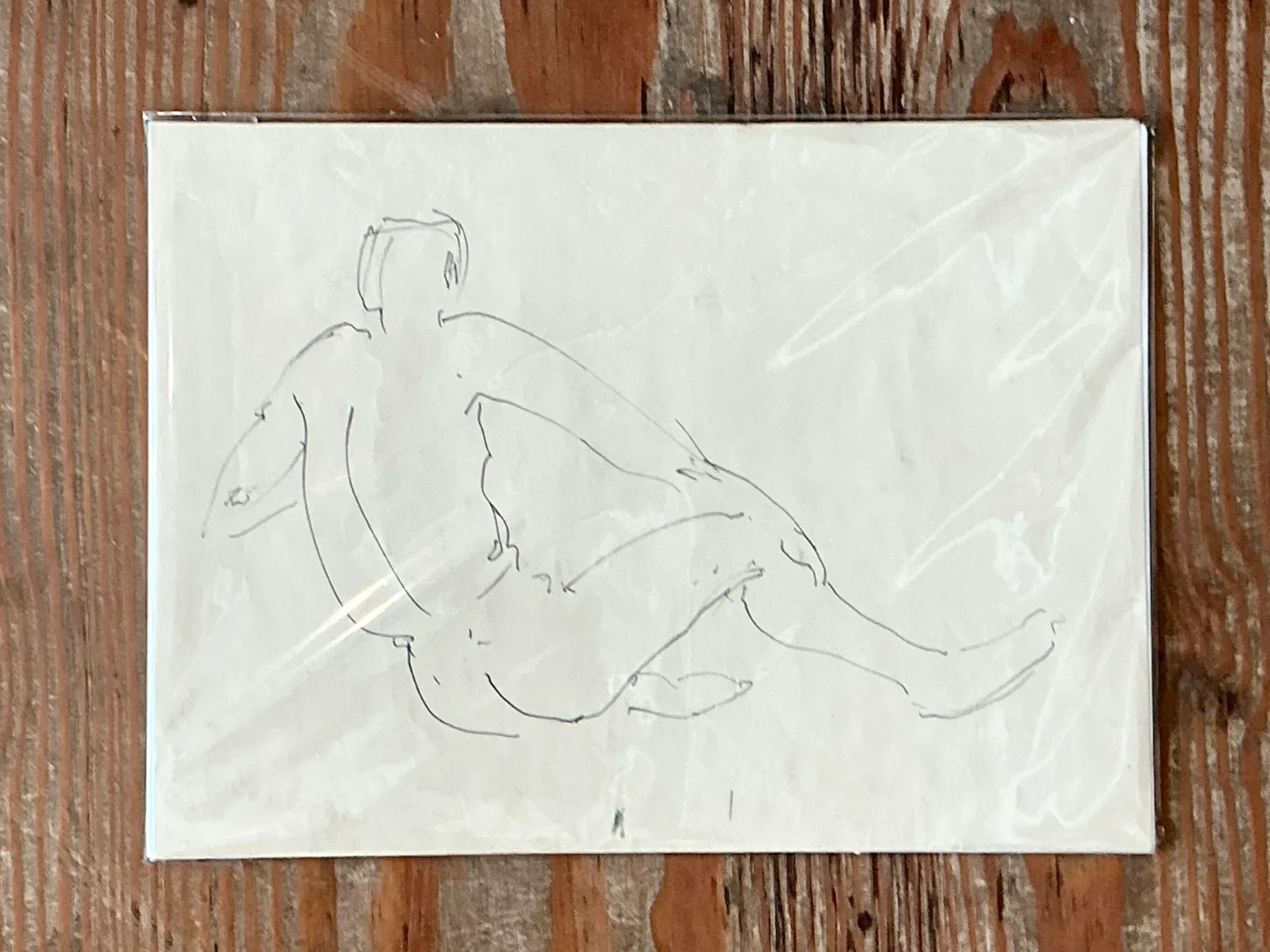 Vintage Ink Drawing of Reclining Male Figure — additional photo 6