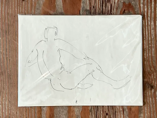 Vintage Ink Drawing of Reclining Male Figure — additional photo 6