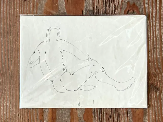 Vintage Ink Drawing of Reclining Male Figure — additional photo 1