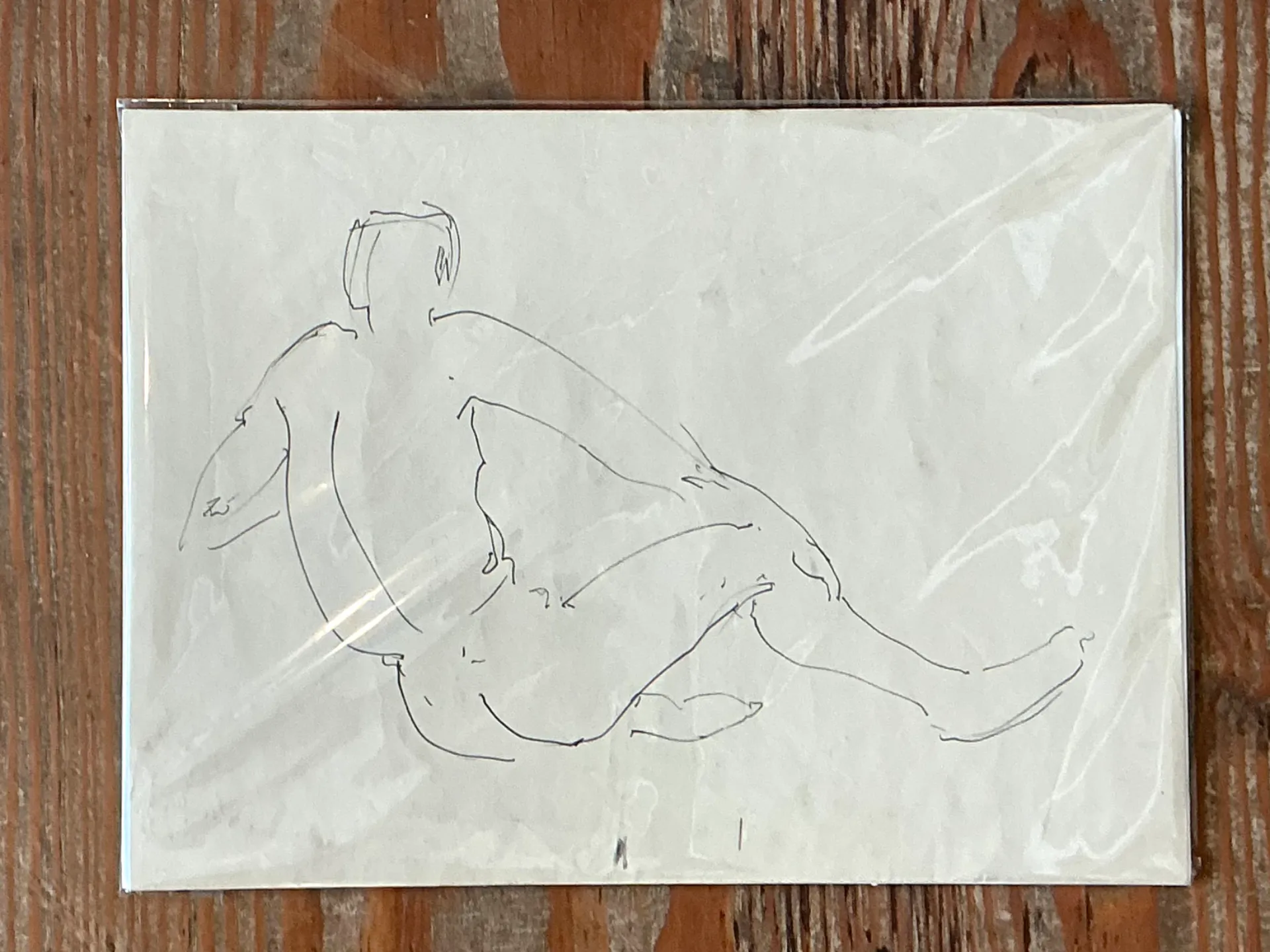 Vintage Ink Drawing of Reclining Male Figure — additional photo 2