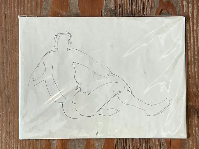 Vintage Ink Drawing of Reclining Male Figure — additional photo 2