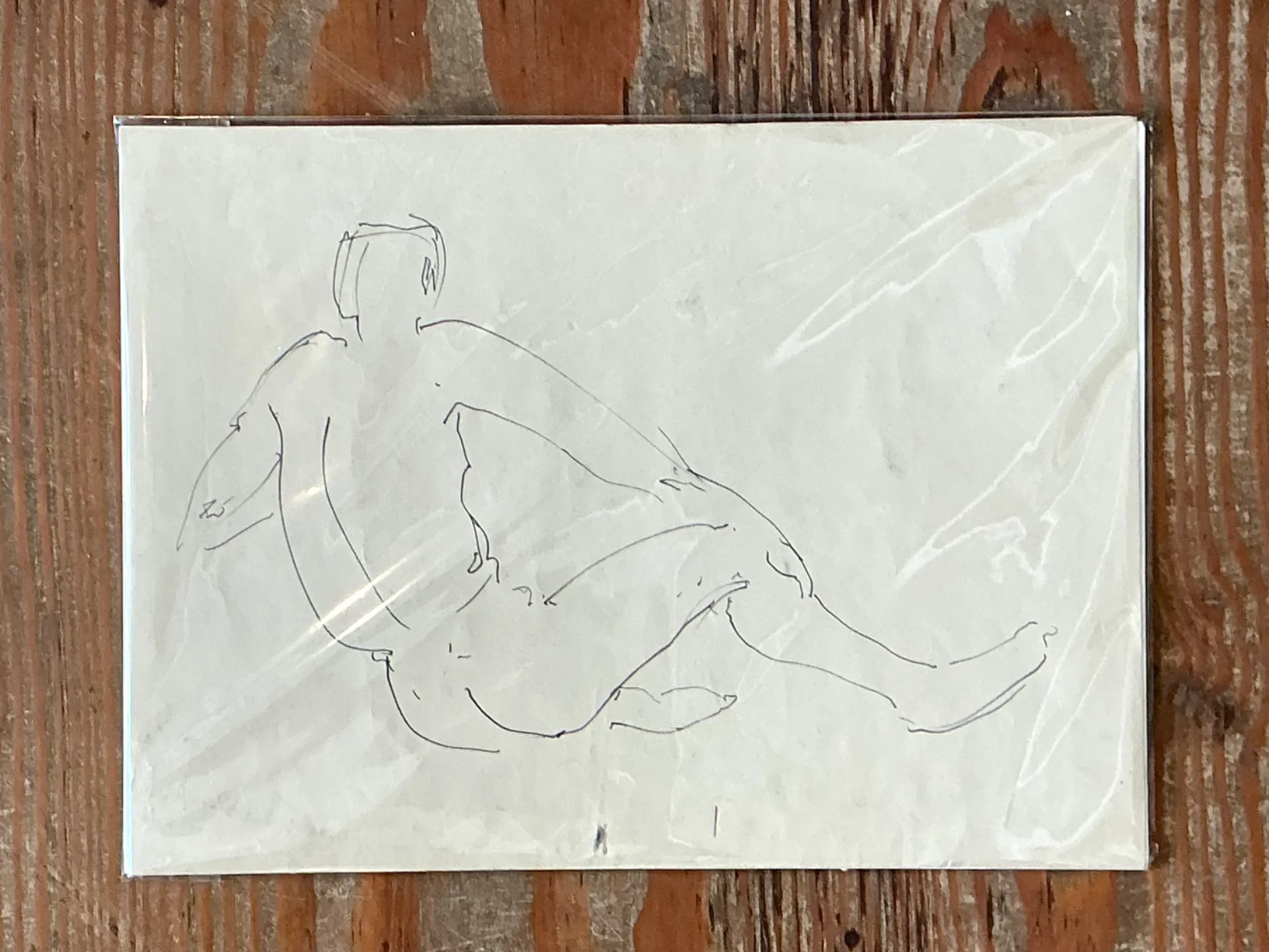 Vintage Ink Drawing of Reclining Male Figure — additional photo 3