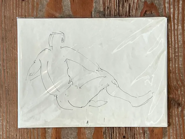 Vintage Ink Drawing of Reclining Male Figure — additional photo 3