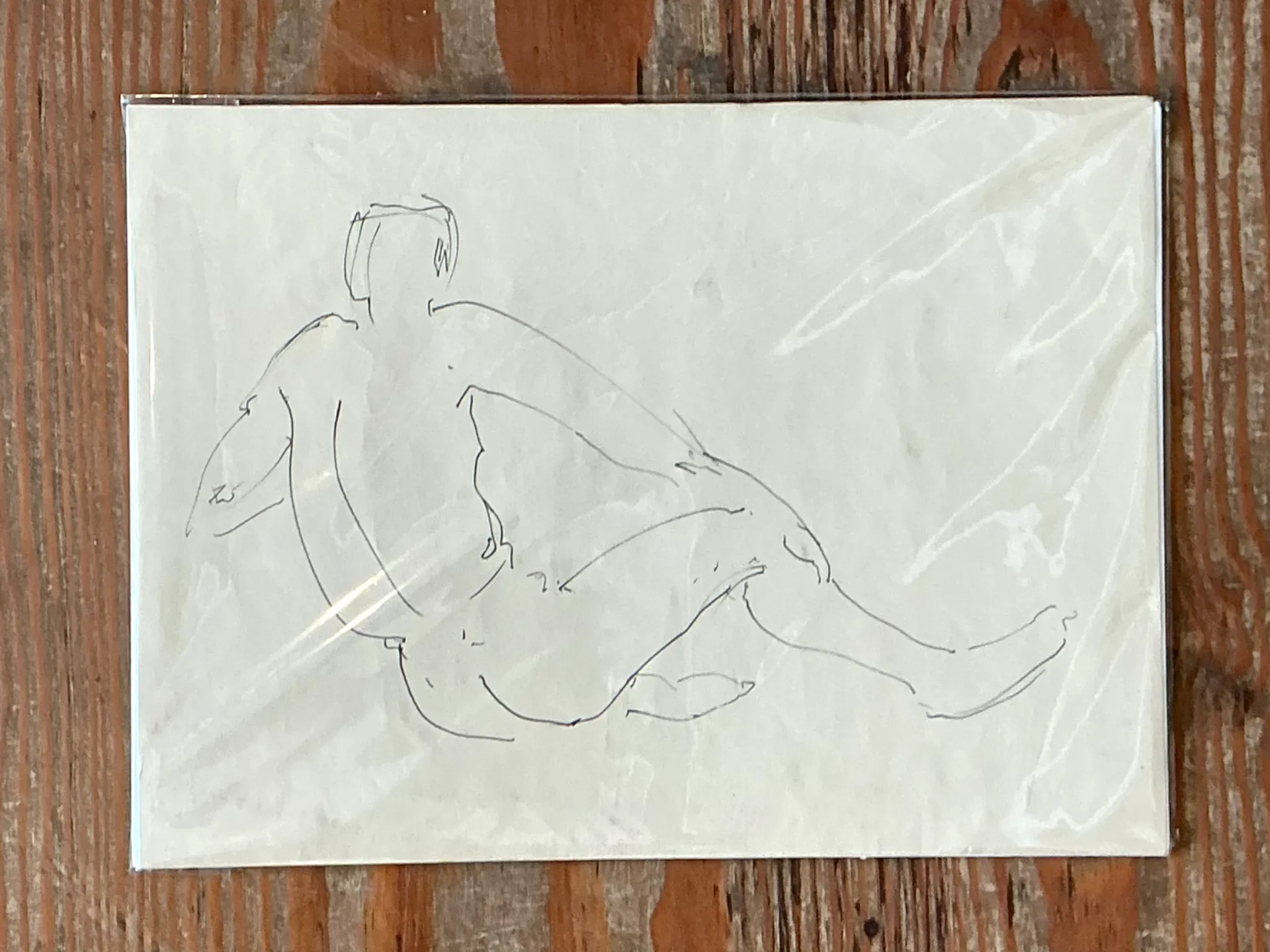 Vintage Ink Drawing of Reclining Male Figure — additional photo 4