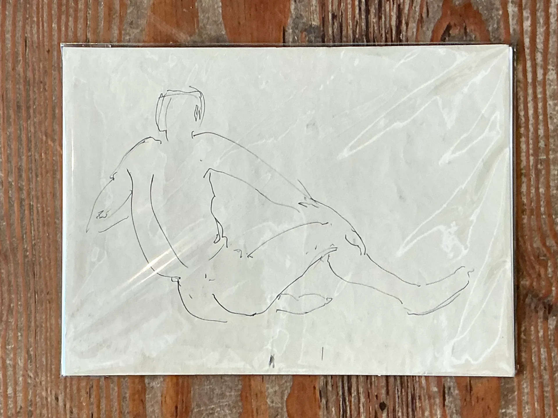 Vintage Ink Drawing of Reclining Male Figure — additional photo 5