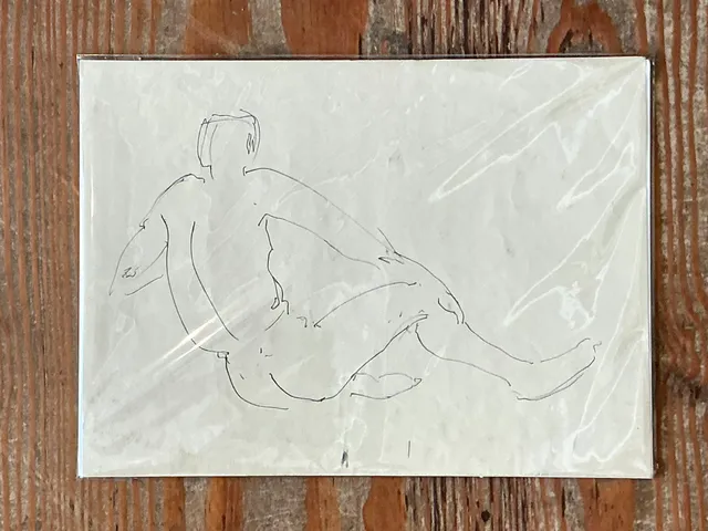 Vintage Ink Drawing of Reclining Male Figure — additional photo 5