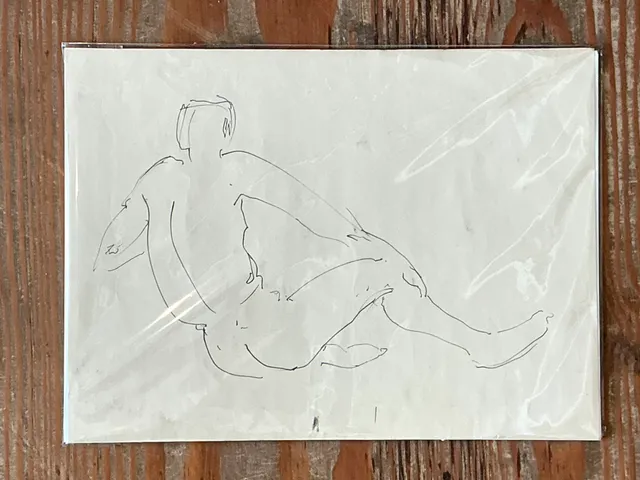 Vintage Ink Drawing of Reclining Male Figure — additional photo 7