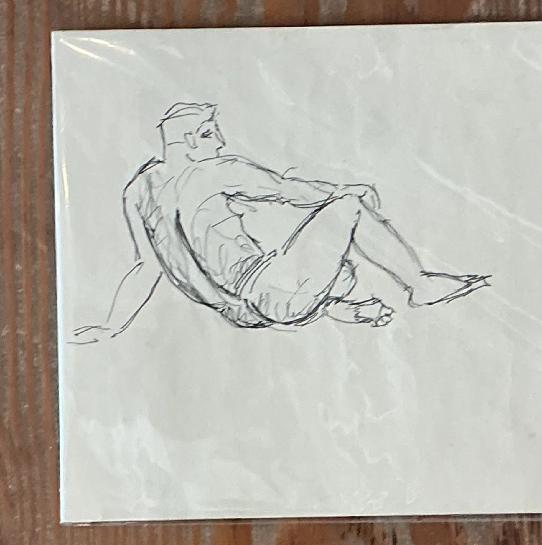 Vintage Ink Drawing of Reclining Male Figure — additional photo 6