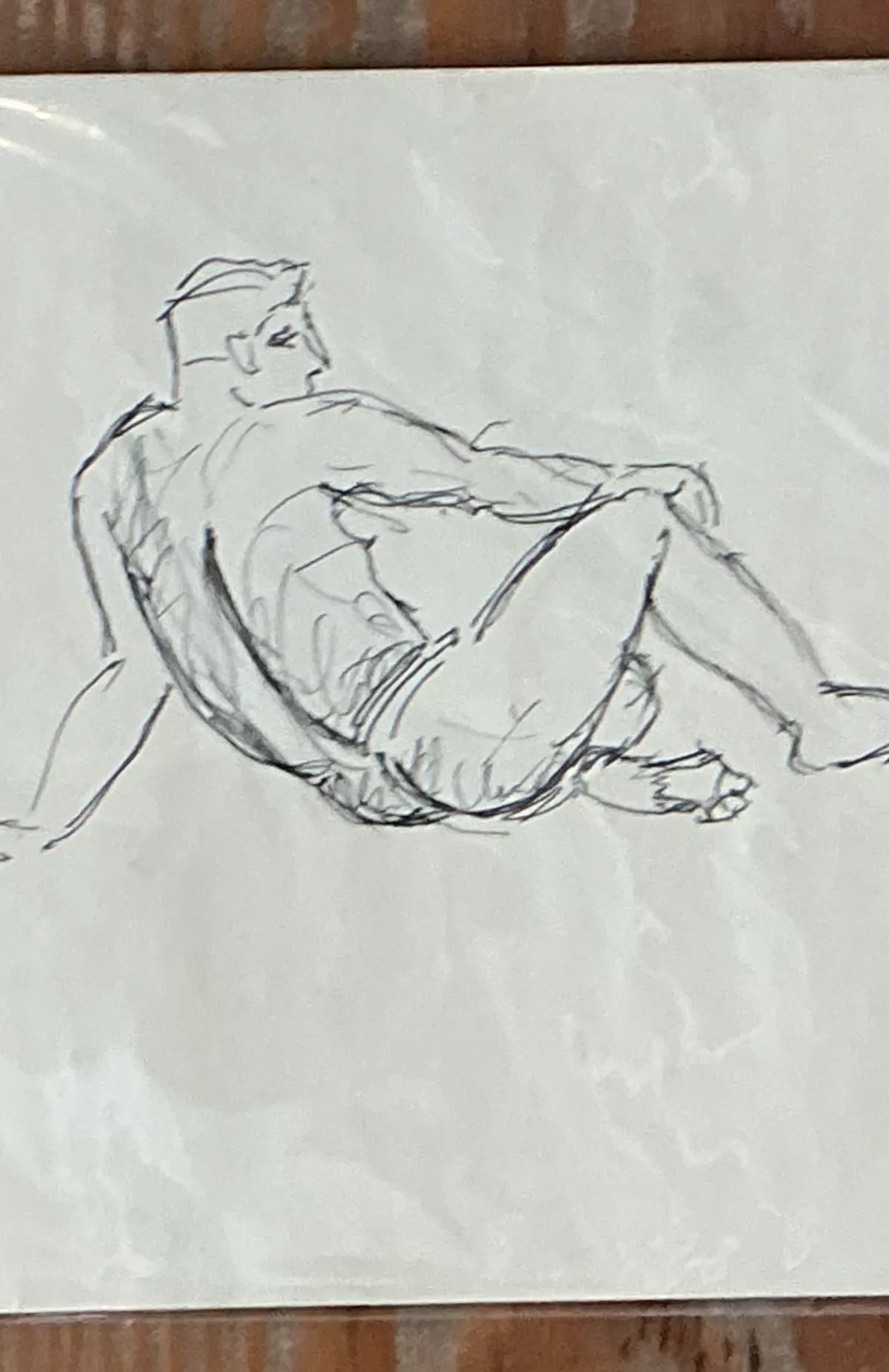 Vintage Ink Drawing of Reclining Male Figure — additional photo 6